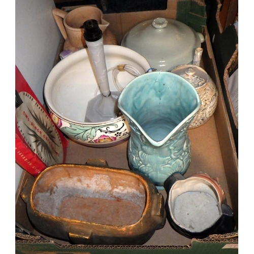 278 - Two boxes of miscellaneous ceramics etc af including a Shelley trio in Damson pattern (2)