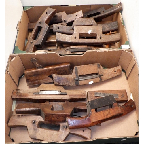 286 - Two boxes of wood planes, some missing blades af (2)