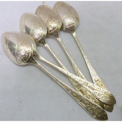 29 - A part set of eleven Edwardian silver teaspoons with matching tongs, Glasgow 1907, cased; a pair of ... 