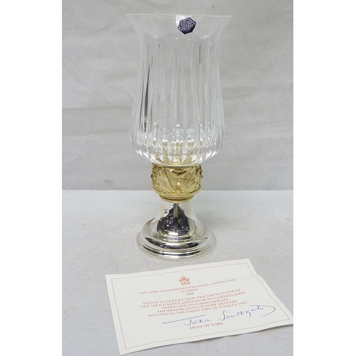 31 - An Aurum York Minster Restoration Candle Lamp, limited edition 286 / 500, silver based with a Stuart... 