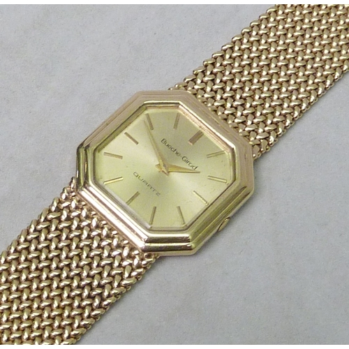 35 - A Beuche-Girod bracelet wristwatch having a quartz movement within an octagonal case on an integral ... 