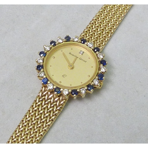 36 - A Beuche-Girod bracelet wristwatch, comprising a quartz movement within a circular case having a dia... 