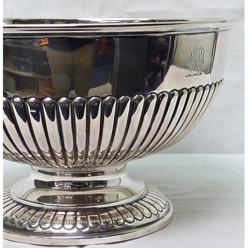 1 - A late Victorian silver punch bowl, Alexander Clark, Sheffield 1898, bearing engraved snakes in gart... 