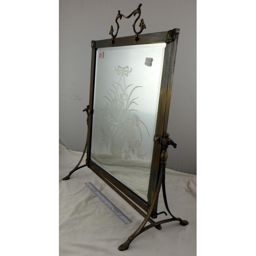 295 - Decorative mirrored glass fire-screen