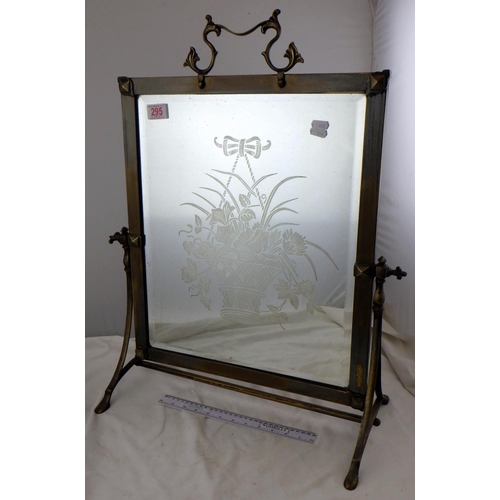 295 - Decorative mirrored glass fire-screen