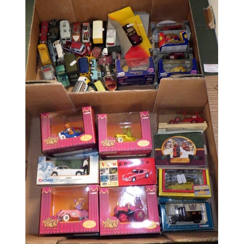 300 - Two boxes of toy cars, some boxed, including corgi (2)