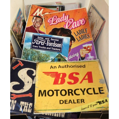 302 - A quantity of reproduction metal signs and boxes