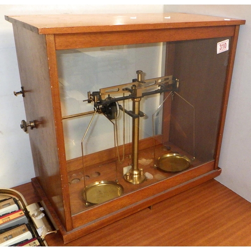 310 - A cased set of laboratory scales (no weights)