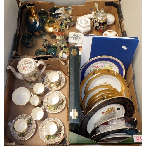 328 - A Chinese tea set together with decorative plates, Country Rose etc