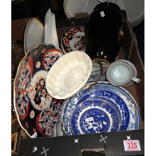 335 - A quantity of ceramics (including a jelly mould) and glassware af (3)