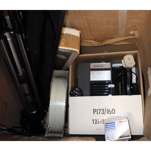 340 - A Manimax Rondette slide projector, an OHP, a large Jessop tripod and a screen etc (4)