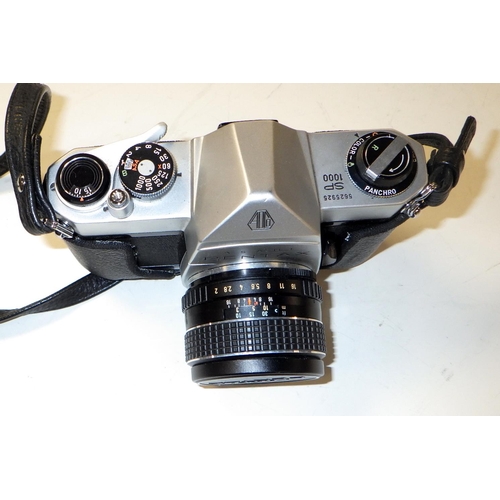 341 - A Pentax Asahi camera and equipment in carrying cae together with a Kodak Carousel S-AV1000 slide pr... 