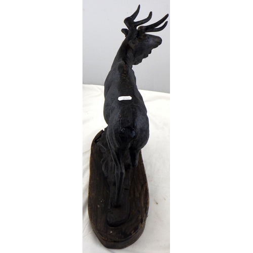 343 - A cast metal figure of a stag on a wooden base af