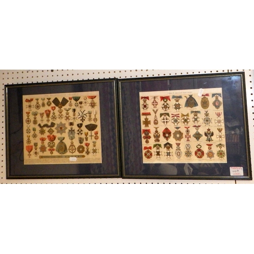 448 - Four framed posters of insignia and formation badges together with a poster showing the Armee Imperi... 