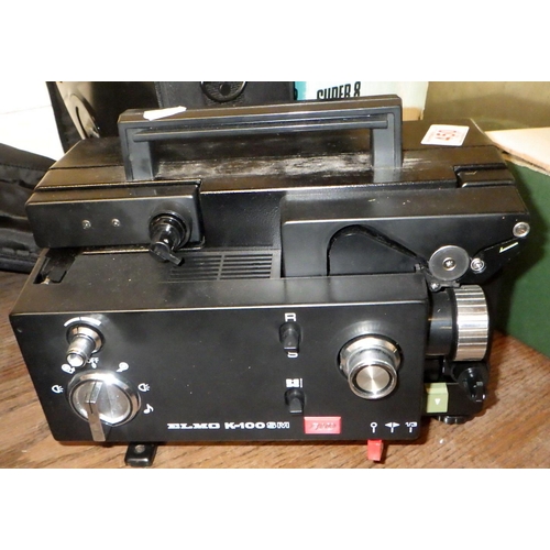 450 - A Prinz super 8 projector, an Elmo K100SM projector, an Optoma digital DVD projector, a Sony video c... 