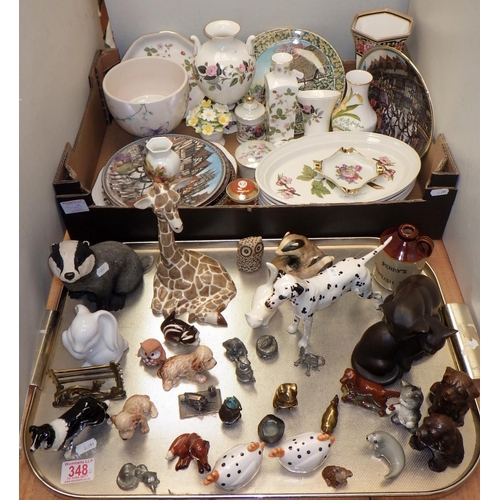 348 - A quantity of animal figures, metal and ceramic, together with other miscellaneous ceramics includin... 