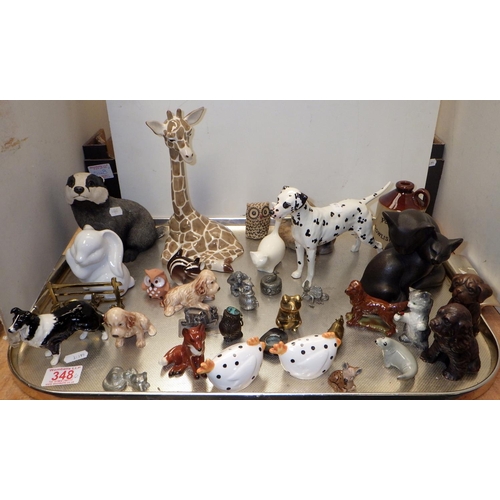 348 - A quantity of animal figures, metal and ceramic, together with other miscellaneous ceramics includin... 