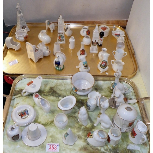 353 - A quantity of crested china souvenir miniatures (2)