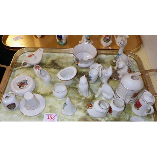 353 - A quantity of crested china souvenir miniatures (2)