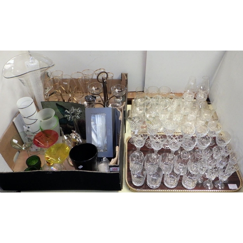 355 - A quantity of glassware including a boxed Oleg Cassini candlestick, crystal and decorative items (4)