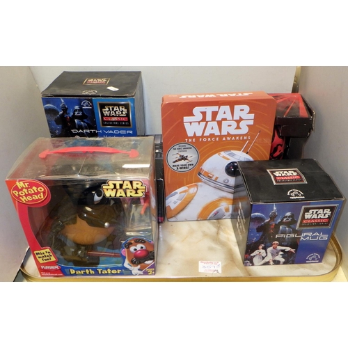 357 - A quantity of Star wars merchandise including mugs and five boxed Mr Potato Head figures including '... 