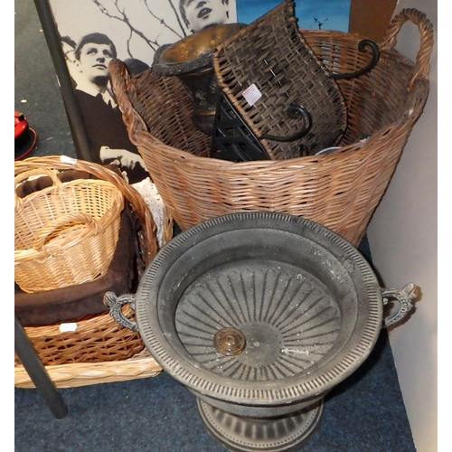 363 - A quantity of basket-ware, metalware, pictures etc (qty)