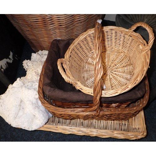 363 - A quantity of basket-ware, metalware, pictures etc (qty)