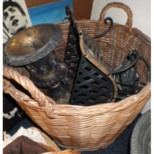 363 - A quantity of basket-ware, metalware, pictures etc (qty)