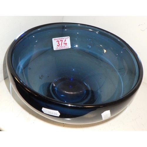 374 - A Kosta Boda blue glass bowl