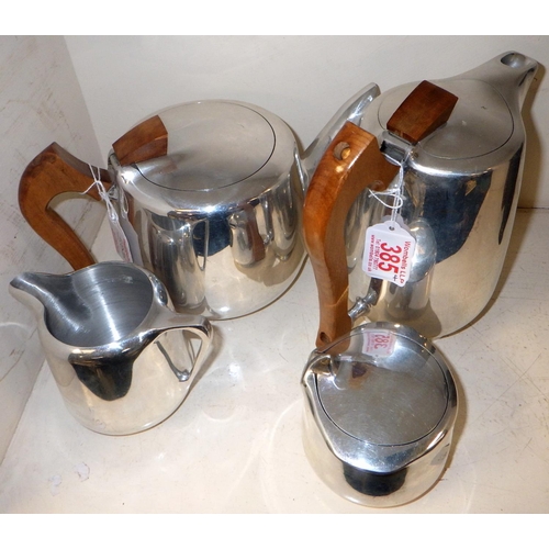 385 - A Picquot ware plated coffee pot, teapot, sugar bowl and milk jug (4)