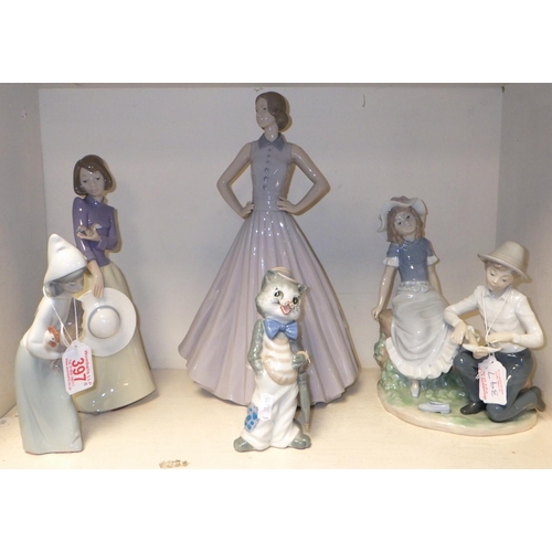 397 - Five ceramic figures including Nao, Lladro and Casades (5)