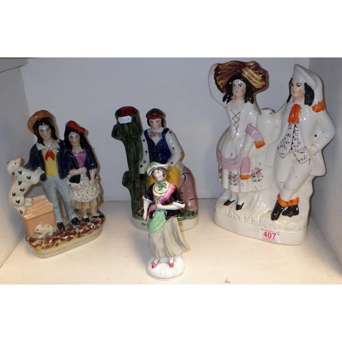 407 - Four Staffordshire figures af (4)