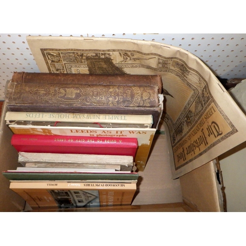 415 - A quantity of books including Leeds and Yorkshire interest together with some maps (qty)