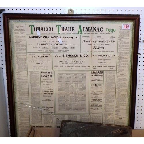 420 - A quantity of advertising tins, including tobacco related together with advertising signs and a fram... 