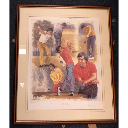 430 - Three sports memorabilia limited edition prints: Bruno vs Tyson by Robin Elvin 260/850; Seve Ballest... 