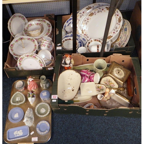 432 - A quantity of miscellaneous ceramic etc including jasperware and a Coalport 