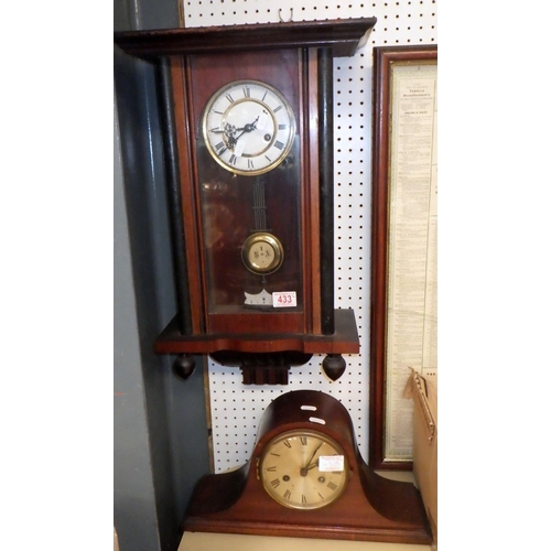 433 - A mantle clock (Henry Hird, Hull) together with a wall clock