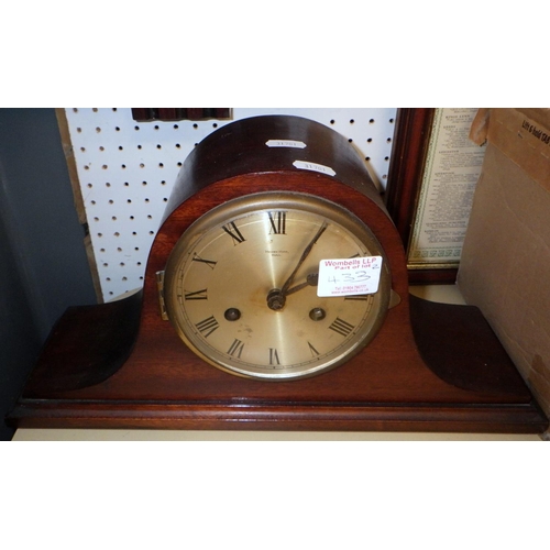 433 - A mantle clock (Henry Hird, Hull) together with a wall clock