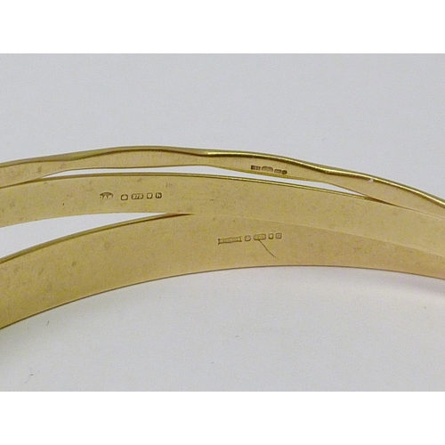 76 - Three 9ct gold bangles.  Approximately 20g
