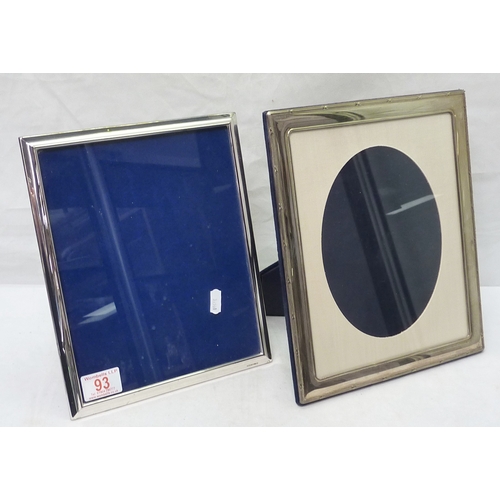 93 - Two rectangular photograph frames, silver fronts.  Modern.  Apertures each approximately 200 x 250mm... 