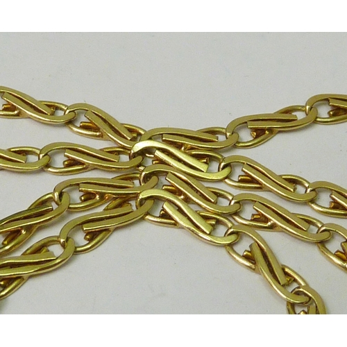 42 - A fancy link necklace, yellow metal marked 375.  520mm long