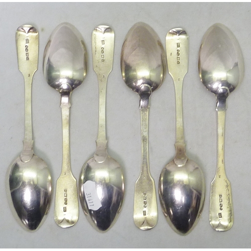 8 - A harlequin part canteen of Victorian silver cutlery, all Exeter assay interest, comprising: six mat... 