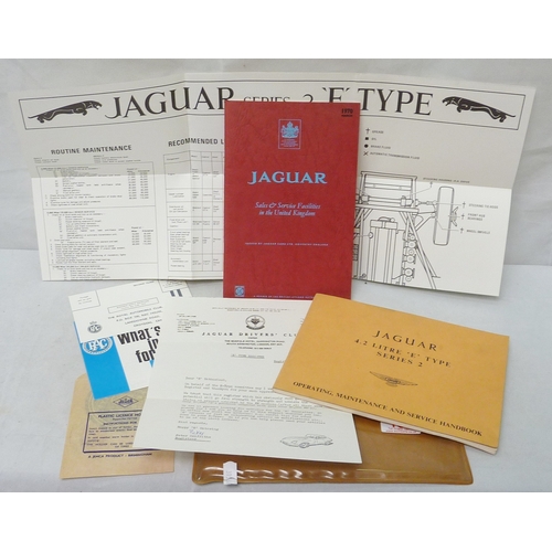 138 - A Jaguar E Type Series 2 original owners plastic wallet pack including Operating, Maintenance and Se... 