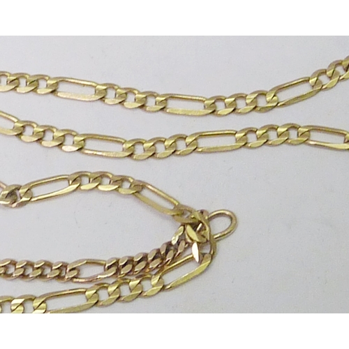 57 - A chain link necklace, yellow metal marked 375.  480mm long