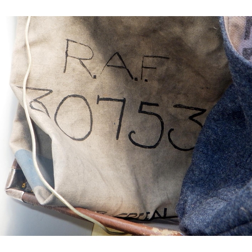 15 - RAF 1945 uniform, spent shell, kit bag etc
