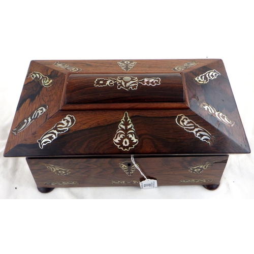 30 - A 19thC rosewood and inlaid tea caddy 31cm wide af