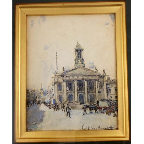 45 - William Hoggatt (1879-1961) Town Hall watercolour 42 x 50cm inc frame