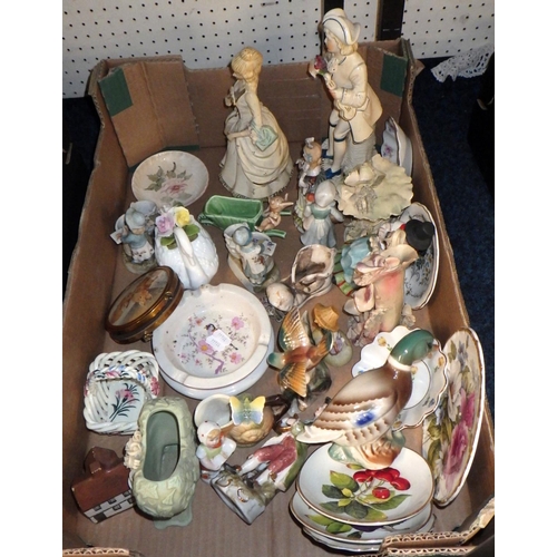 57 - A large qty of misc ceramics and glass ware to inc figures, bowls, art glass vases, frames, pictures... 