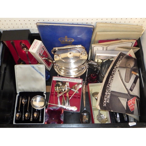 76 - A qty of silver plate to inc kettle on stand, cutlery etc (2)