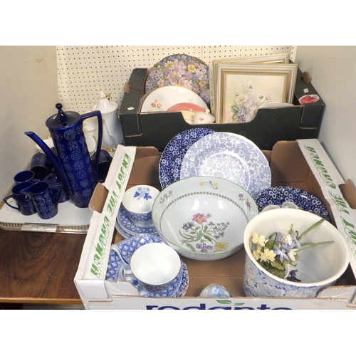 77 - A large Spode Summer Palace bowl together with further ceramics, painted framed tiles, two tea part ... 